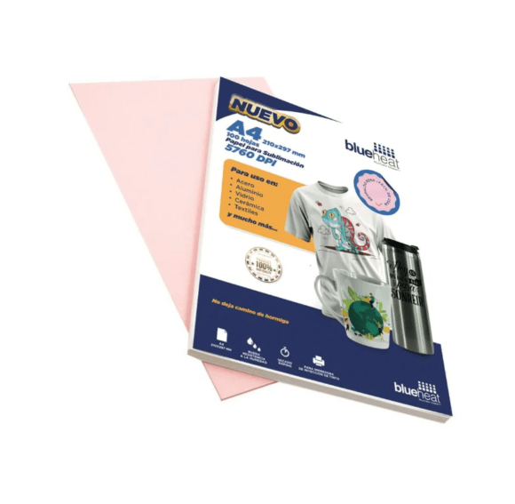 Papel para Sublimar A4 100g Secado Rápido Paquete con 100 Hojas Blue Heat